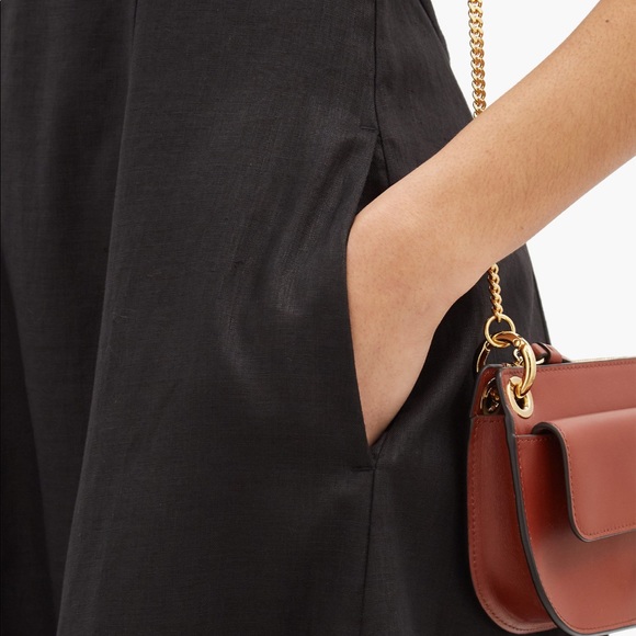 ZIMMERMANN Lulu cutout- back linen midi dress black size 3 - Picture 3 of 9